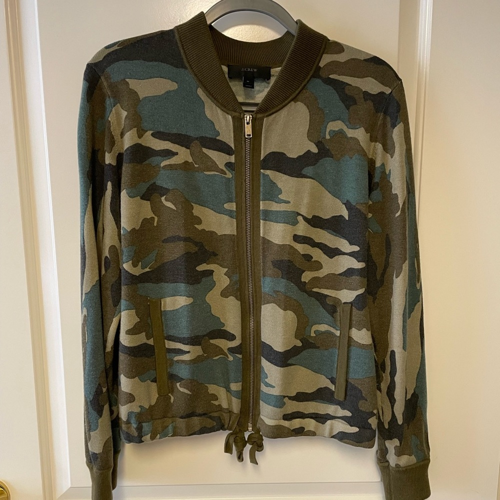 J.Crew camo zip up sweater